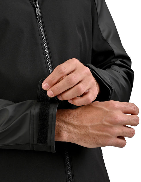 LEE chamarra negra para caballero con cuello mao, estilo moderno y ligero.